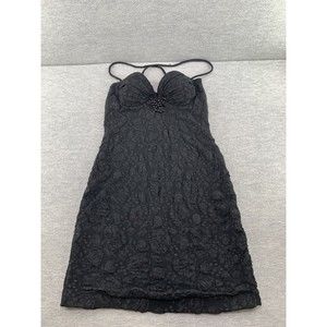 Vintage Florencia Fiume Women Strappy Black Lace Cocktail Dress Sixe Medium